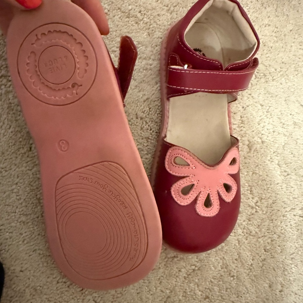 Livie & Luca for Matilda Jane petal Mary Jane dress shoes in maroon & pink